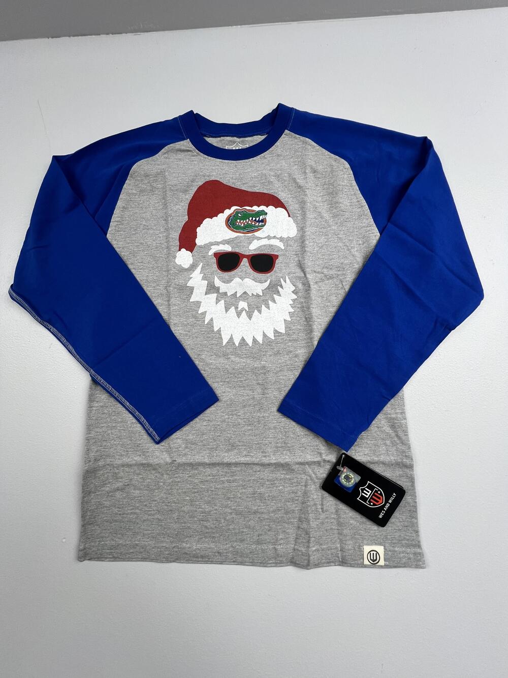 New Florida Gators Shirt Boys Large Blue NCAA Football Wes And Willy Santa